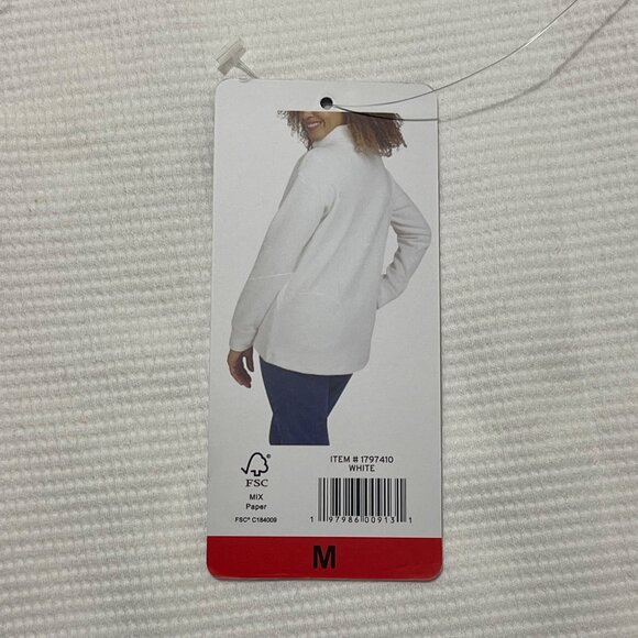 Lands' End Long-Sleeve Waffle Funnel Neck Top White Medium, New - Picture 5 of 9